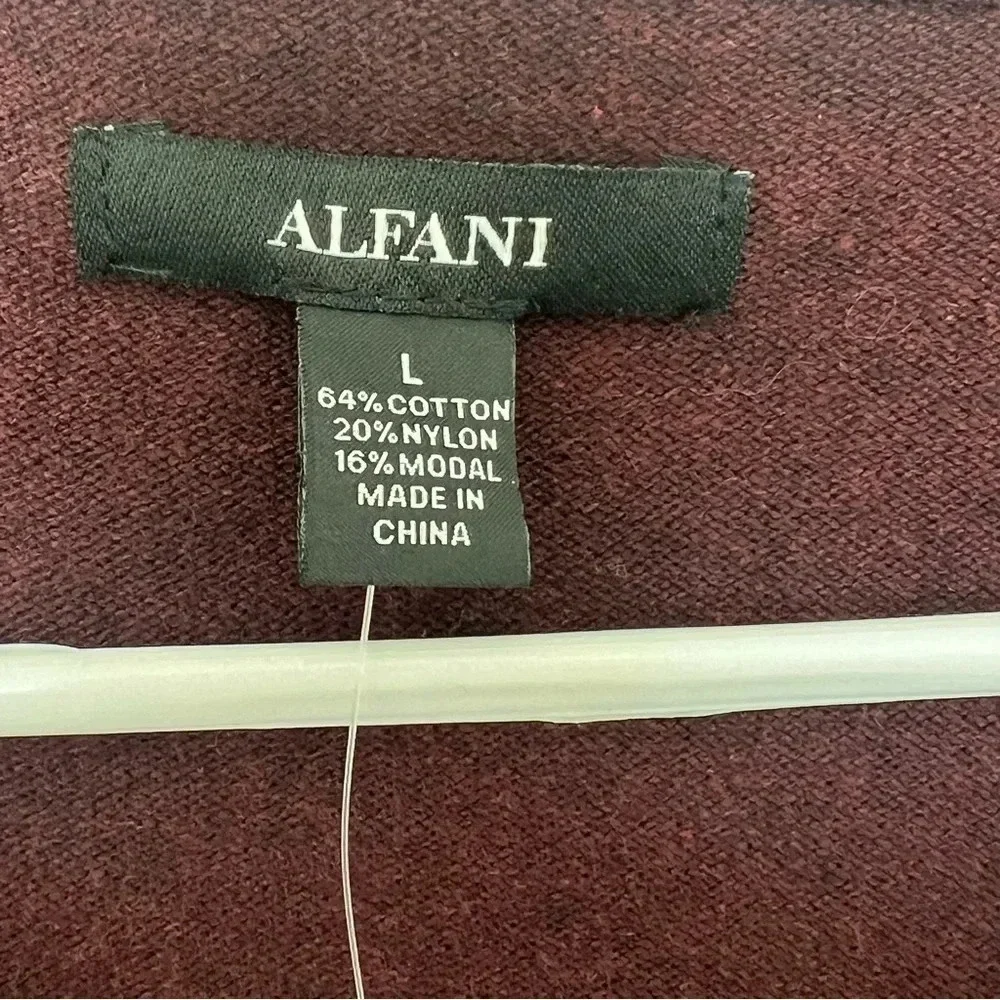 NWT Alfani Men’s VNeck Sweater Luxury Touch Lightweight HeatherMaroon Size L